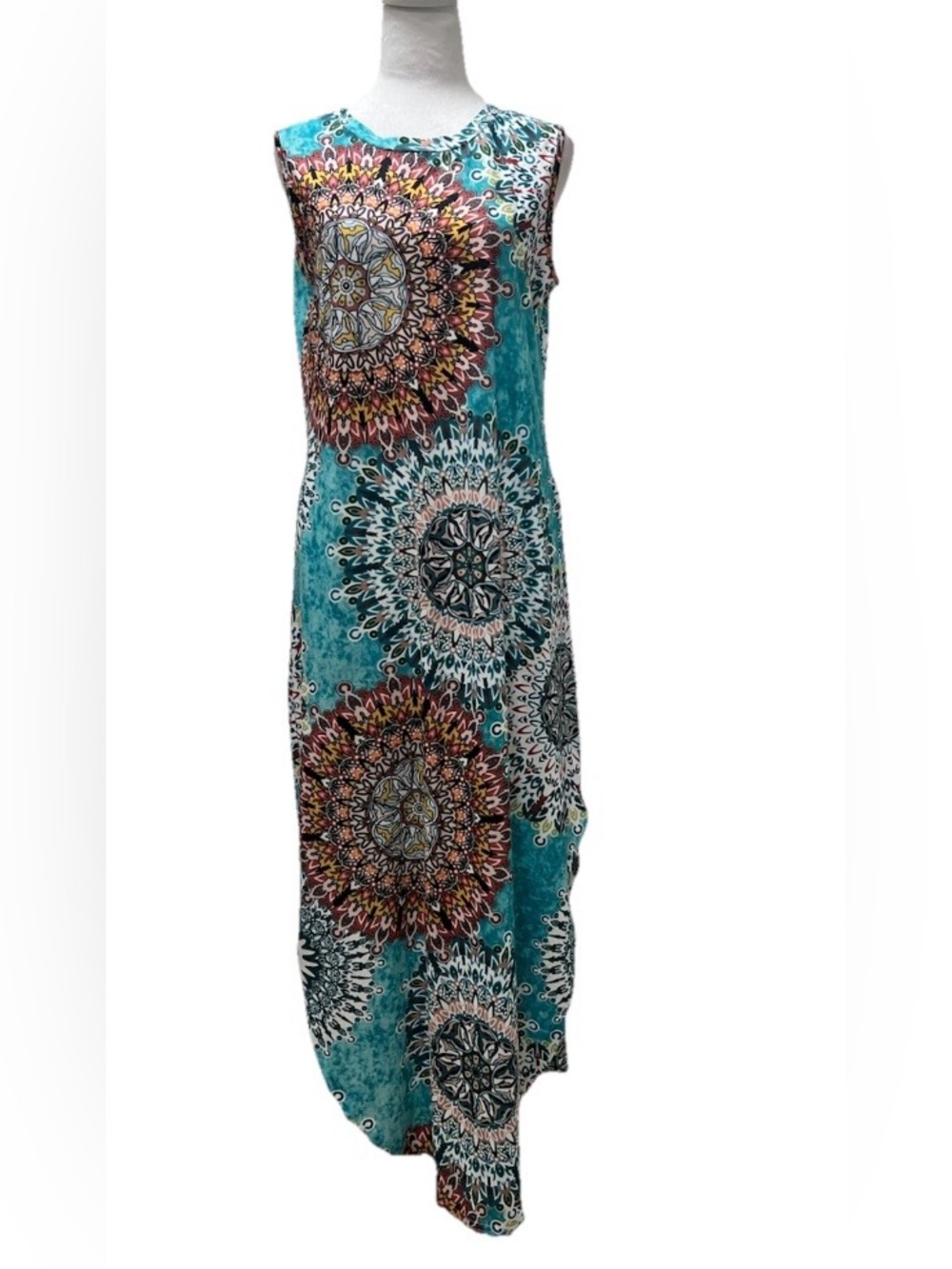 Turquoise Summer Sleeveless Casual Loose Maxi Dress M - Picture 2 of 6